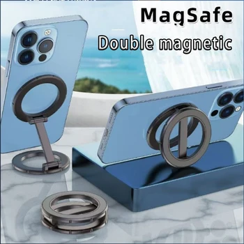 Supporto per anello magnetico doppio per telefono cellulare compatibile con iPhone 16 15 13 14 17 serie MagSafe Cavalletto rimovibile per impugnatura per telefono cellulare
