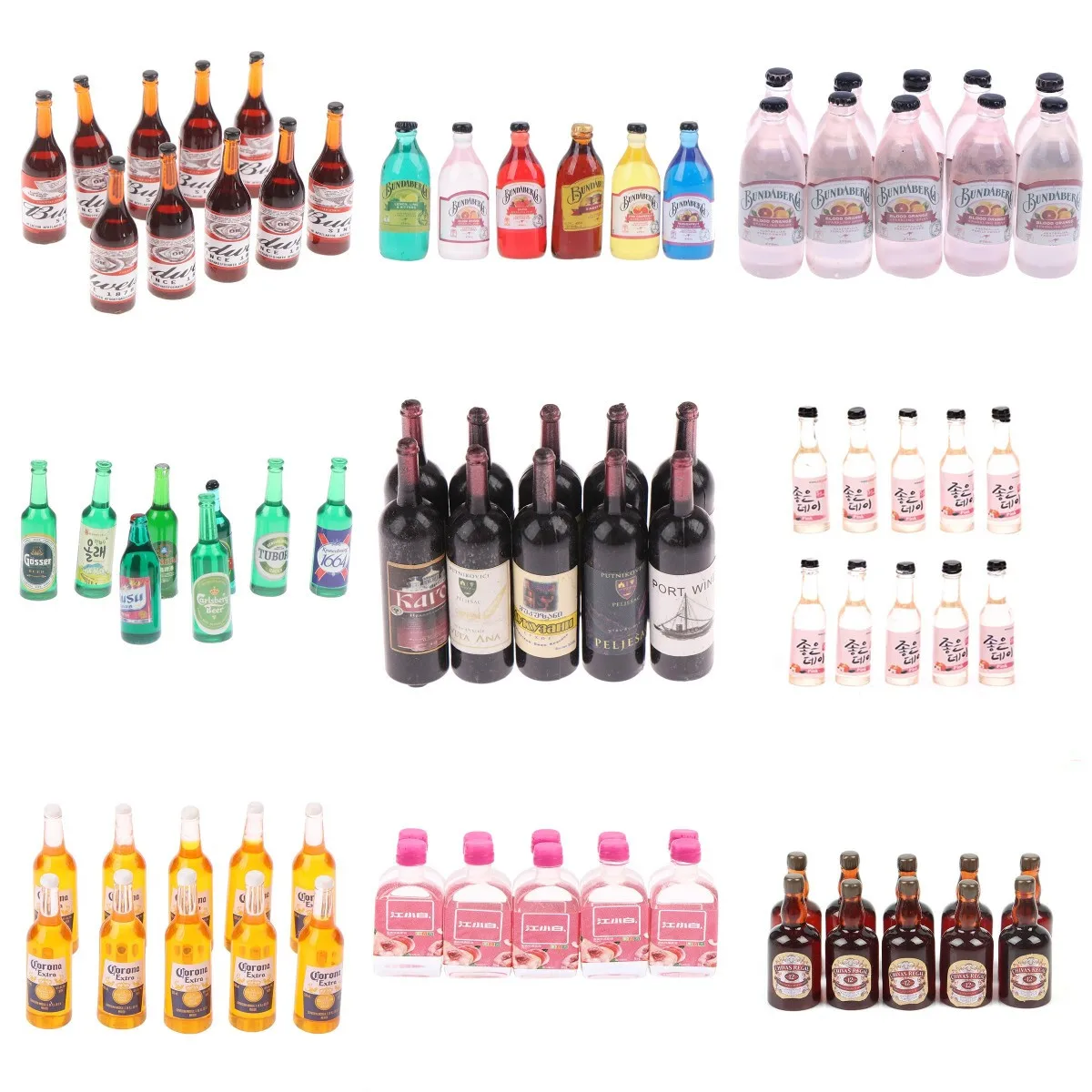 

10pcs Dollhouse Miniature Resin Bottle Simulation Wine Bottle Model Doll House Decoration Accessories Kids Toys
