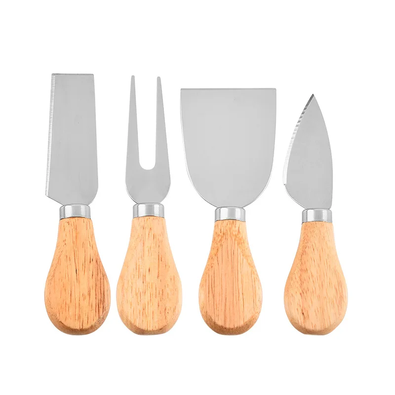 

50Sets Travel Cheese Knives Set,Cheese Knife,Shaver,Fork and Spreader,Wooden Handle SN1343
