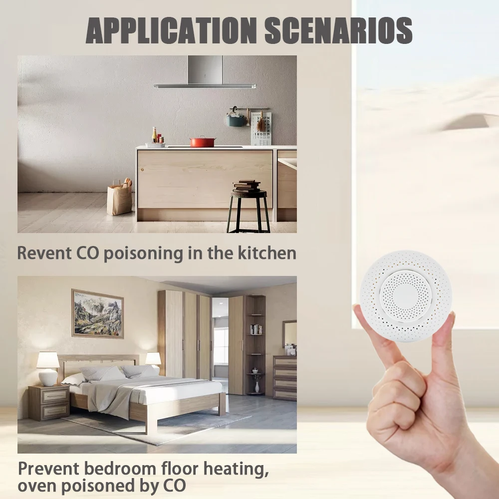 Tuya ZigBee 에어 박스 품질 CO 일산화탄소 감지기 테스터 자동화 알람은 Smart Life App Alexa Google 홈과 함께 작동합니다.