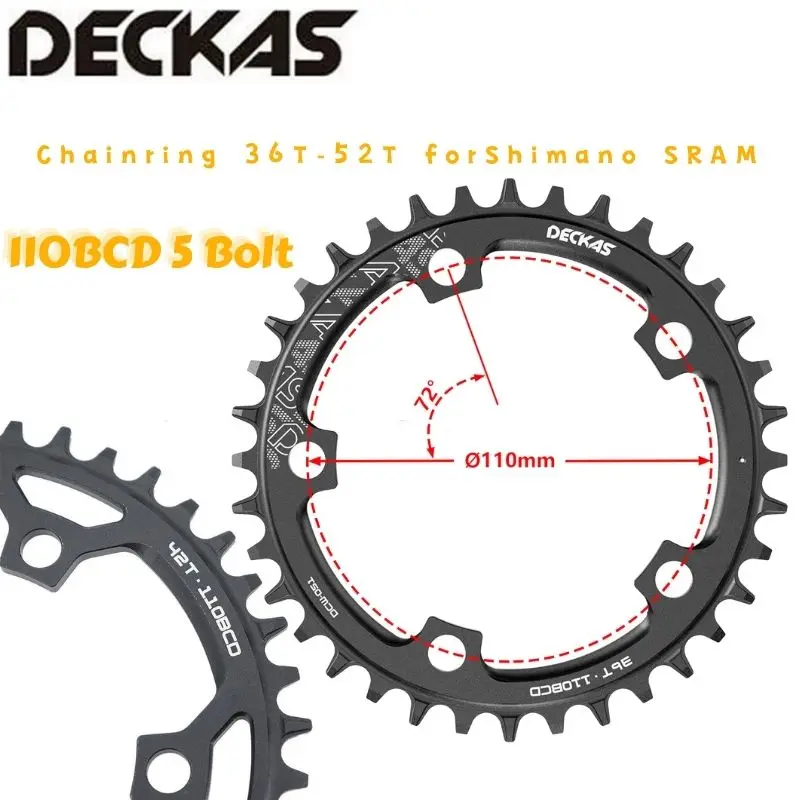 

DECKAS 110BCD Chainring 36T-52T Bicycle Chainwheel forShimano SRAM 5 Bolt Road Bike Narrow WideCrank Bike Accessories
