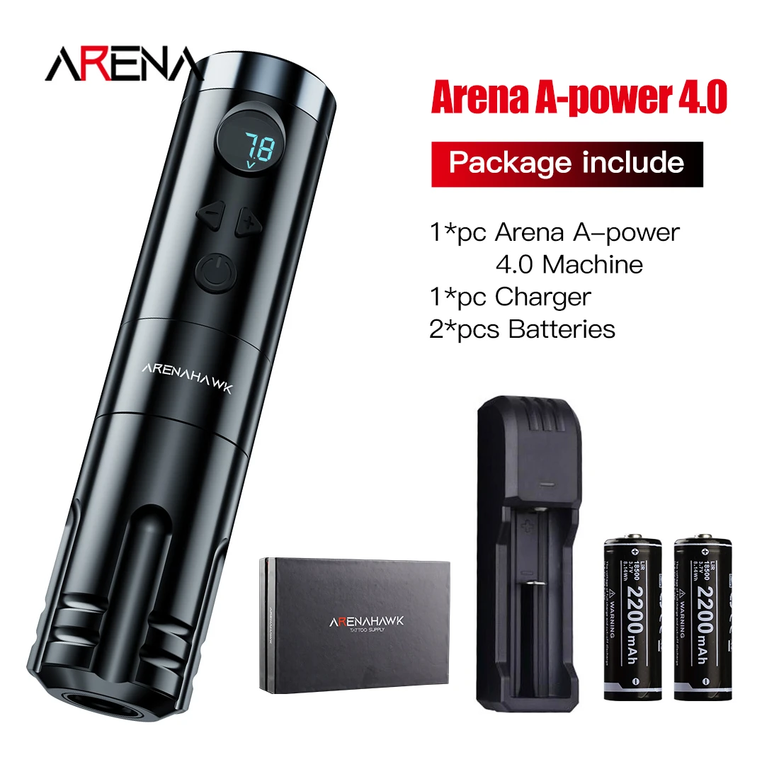 Arenahawk Apower 4.0 Stroke Generation Wireless Battery Tattoo Machine