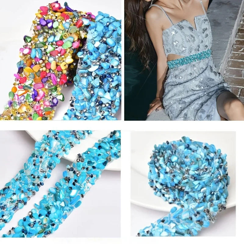 Ruban De Strass, Bordure De Chaîne En Cristal, Garniture De Décoration De Robe, Pour Décoration De Robe De Mariée (diamant Protéiné + Chaîne Diamant En Perles Dorées