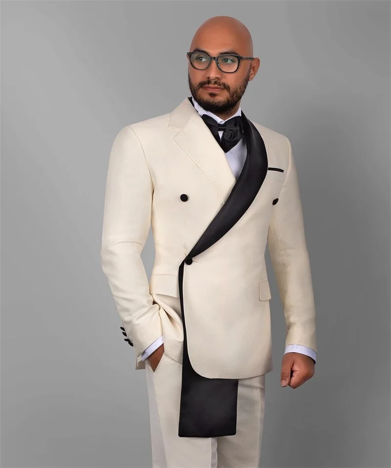 

Stitching Color Men Suits Blazer 2 Pcs Coat Pants Set Formal Office Business Custom Made Jacket Outfit Double Breasted Costume
