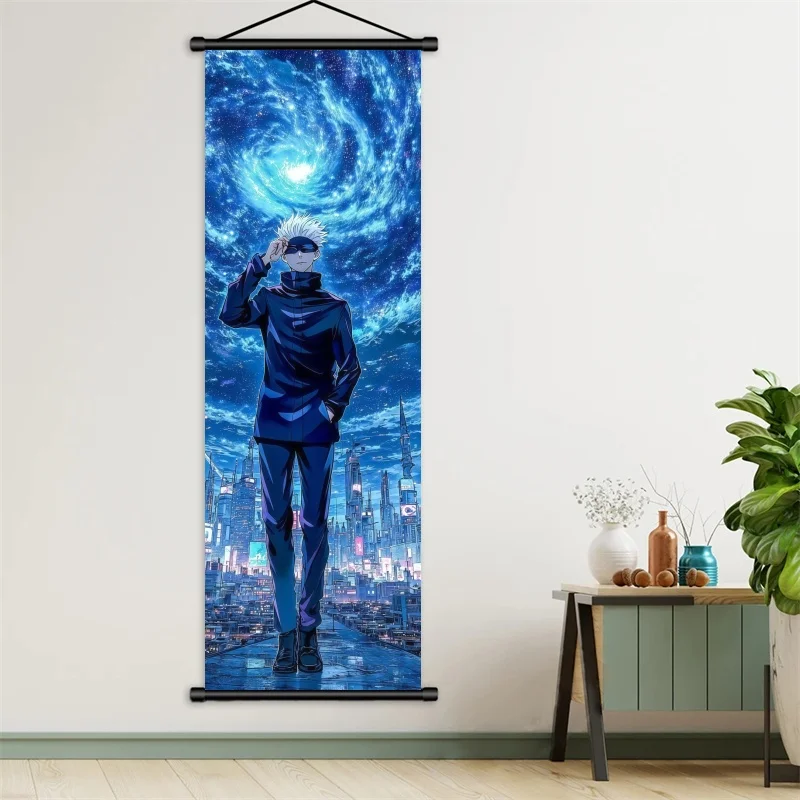 Jujutsu Kaisen Gojo Satoru Fabric Wall Art Scroll for Bedroom or Gaming Room Decor