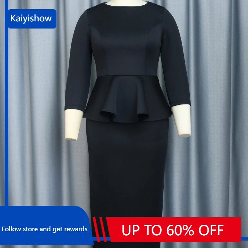 

African Party Evening Dresses for Women Autumn Elegant African Long Sleeve O-neck Black Long Dress Maxi Dress African Clothing