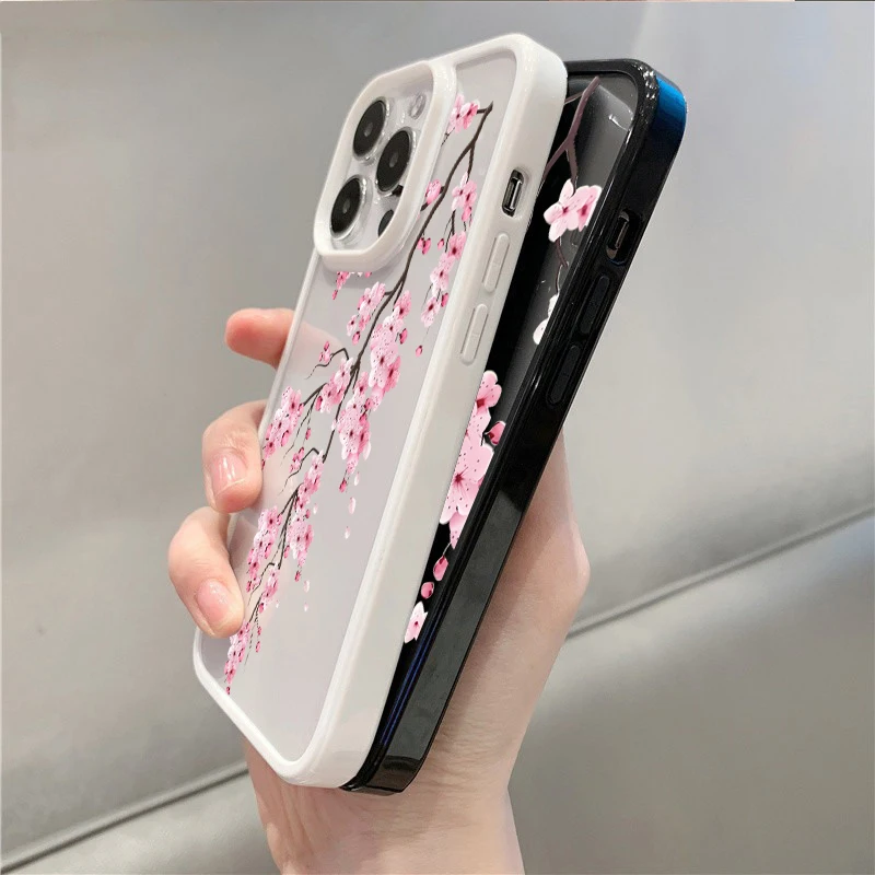 Charming Pink Cherry Blossom Clear Phone Case - Elegant Floral Design Back Cover
