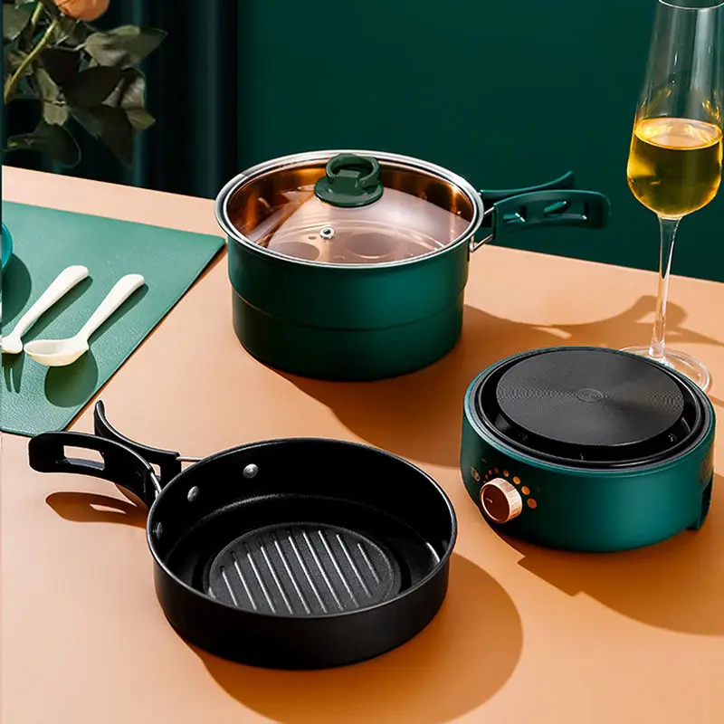 

110V/220V Travel Rice Cooker Portable Split Frying Pan Electric Stew Soup Pot Boiler Cooking Skillet Mini Hotpot Food Steamer