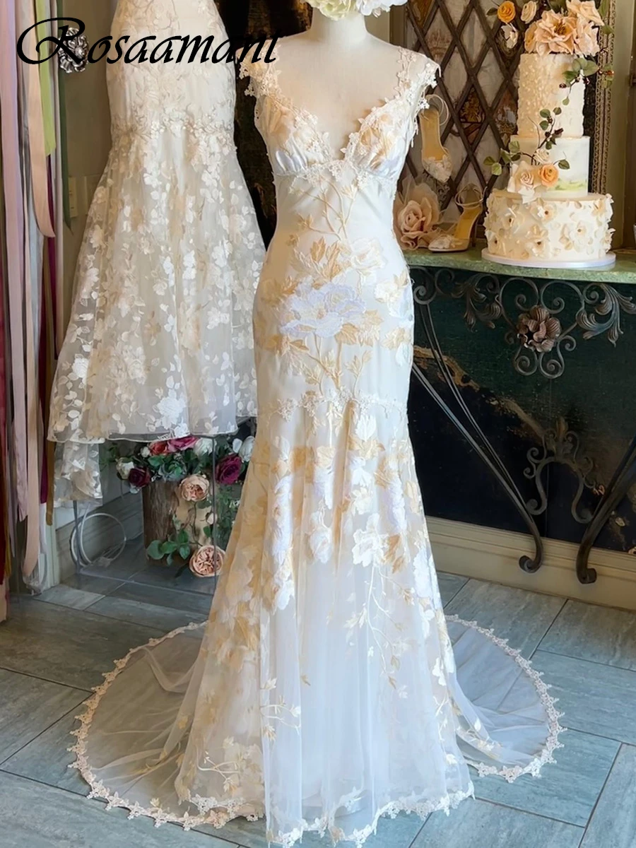 

2024 Sweetheart Illusion Back Mermaid Wedding Dresses Sleeveless Floral Embroidery Bridal Gowns Robe De Mariée