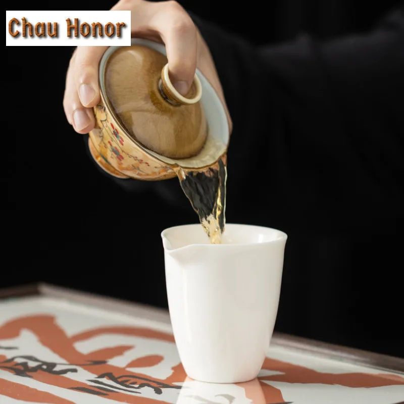 120ml Landscape Ceramic Tea Bowl Retro Kung Fu Tea Set Gaiwan Tea Tureen Drinkware Master Cup Teacup Teapot Teaware Home Decor