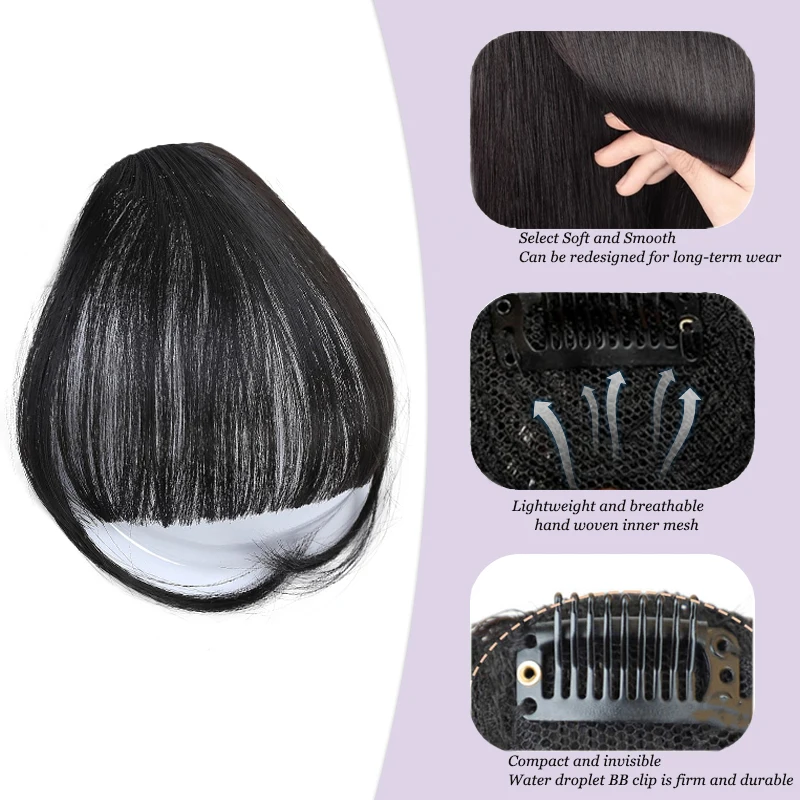 LUPU Clip Style Bangs Slim Fit Bangs Clip on Hair With Sideburns air Bangs Slightly Straight Bangs for Women Everyday Wear