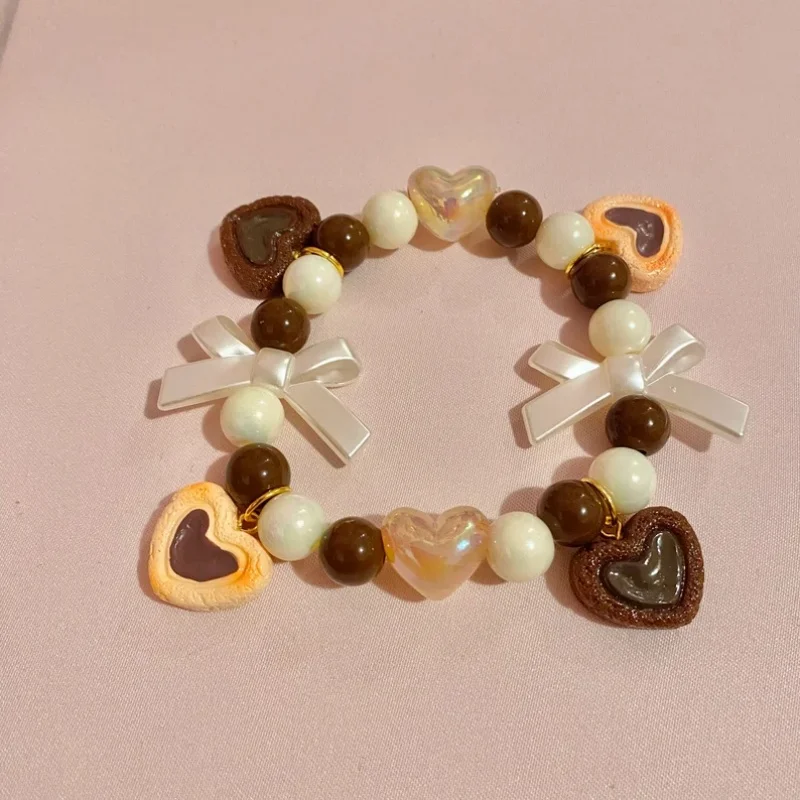 Bracelet de poupée mignon Y2K, fait à la main, Design de biscuits au chocolat pour fille douce, bijoux pour amoureux des desserts Foodie, amélioration de l'humeur - AliExpress