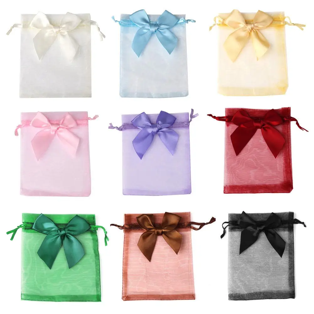 Lot De 10 Petits Sacs Cadeaux En Organza 3x4 Pouces - Multicolores Avec Cordon Satin, Pour Mariage, Anniversaire