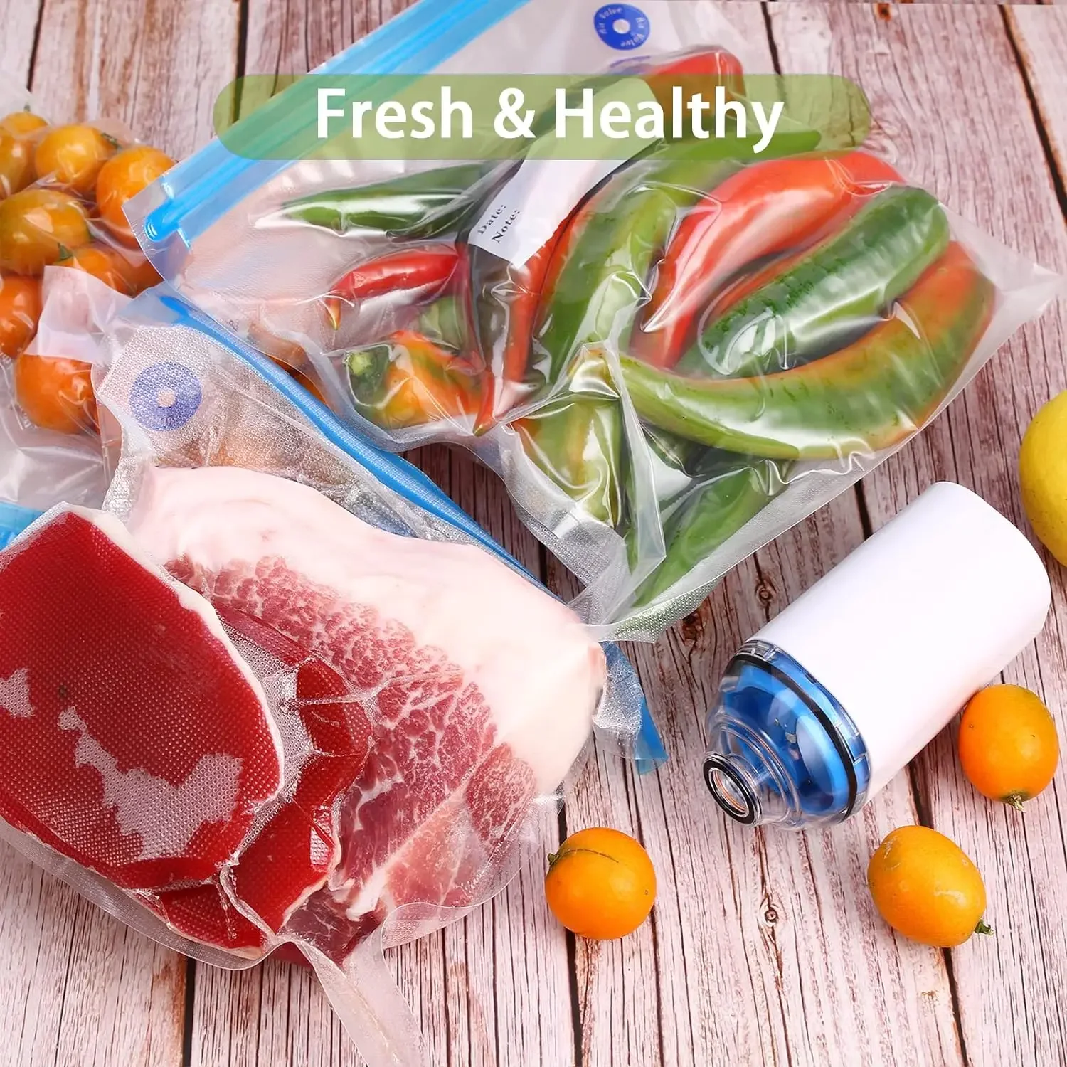 Vacuum Storage Bags with Hand Pump Sous Vide Reusable