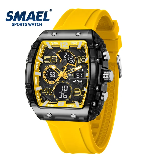 SMAEL 8109 double affichage LED veilleuse loisirs étudiant montre électronique nouvelle montre pour hommes sport multifonctionnel 50M étanche 1