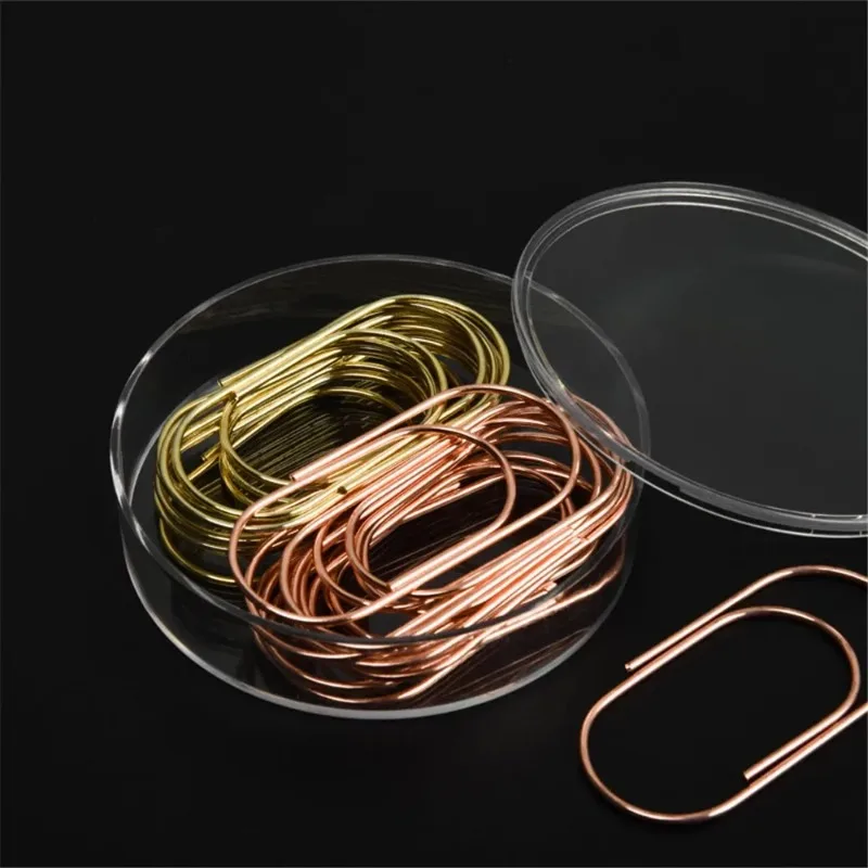 

New 20pcs/box 50mm Rose Gold Paper Clips Hollow Out Bookmark Large Size Paper Clips Decorative 3 Colors Wide Paper