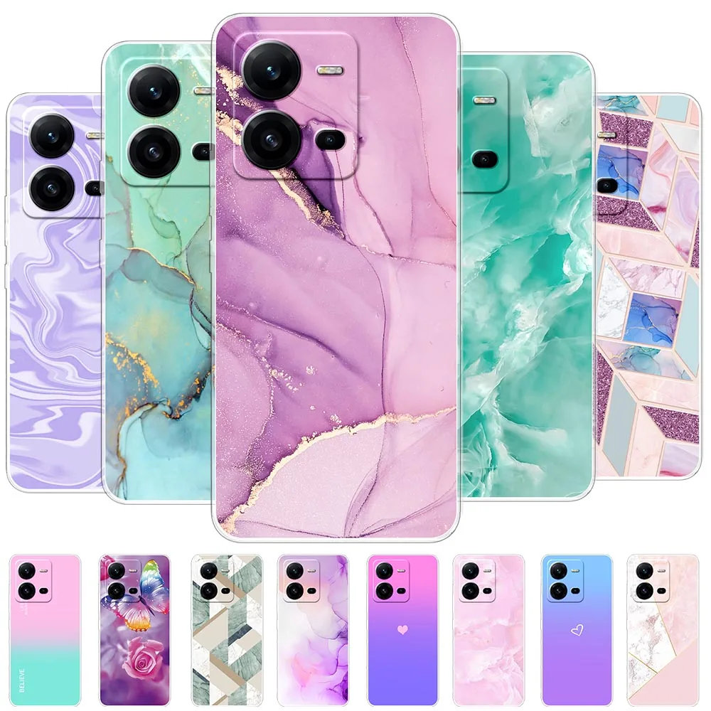 Per Vivo X80 Lite 5G Custodia Con Stampa Floreale Custodia Morbida In Silicone Per Custodie Vivo X80Lite Per Vivo X80 Lite Trasparente Fundas