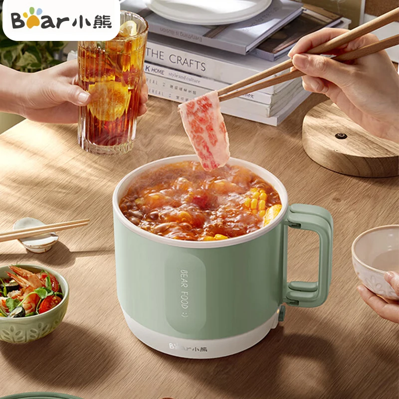 Bear 220V Multifunction Cooker Household 1.2L Capacity Hot Pot Mini Electric Cooking Machine Ceramic Glazed Nonstick Pan