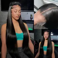 Perruque Smilegirl 360 Lace Straight en cheveux humains, perruque frontale 360 Full Lace, noire naturelle, avec dentelle HD, pré-épilée, nœuds blanchis, perruque queue de cheval haute pour femmes noires 2