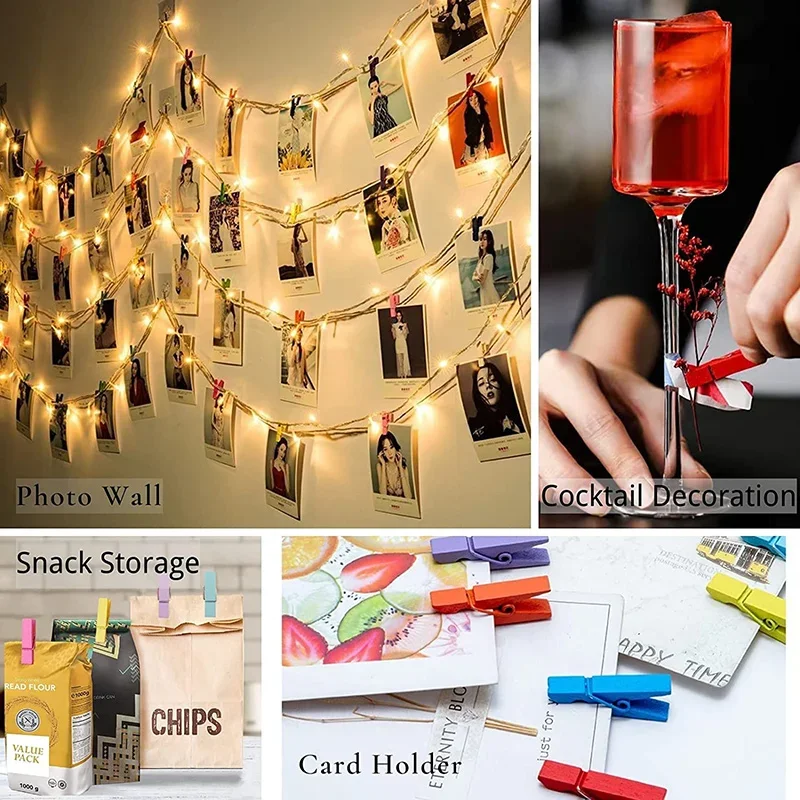 Colorful Wooden Clips 25/30/35/45mm Natural Wood Clamp Picture Clips Mini Clothes Pins For DIY Photo Paper Peg Clothespin Craft clothes clips