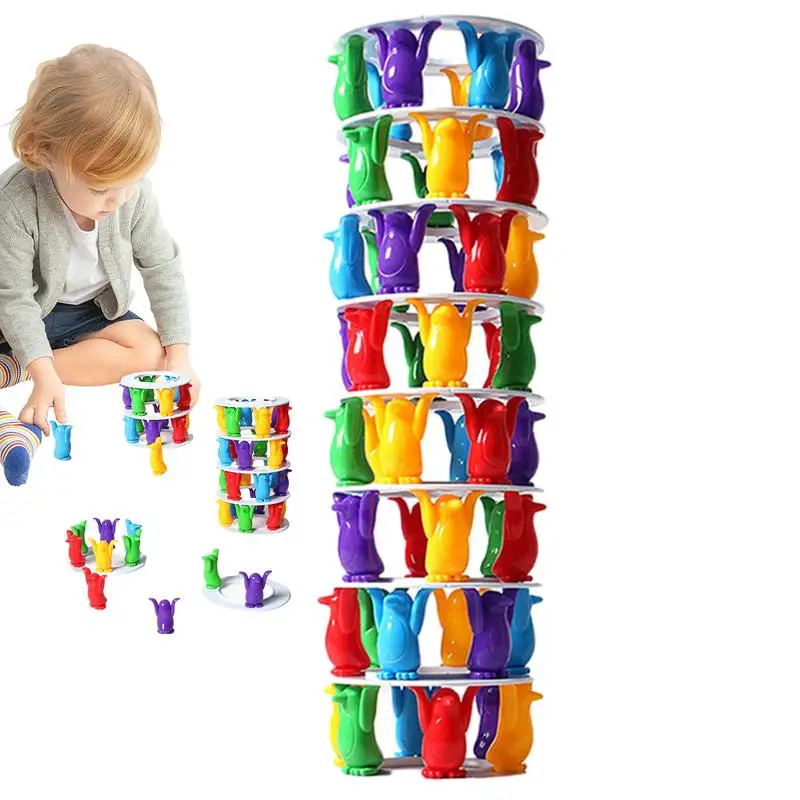 

Penguin Stacking Tower Collapse Balance Game STEM Building Blocks Set Animal Balance Stacking Toys Toppling Leaning Tower Toys