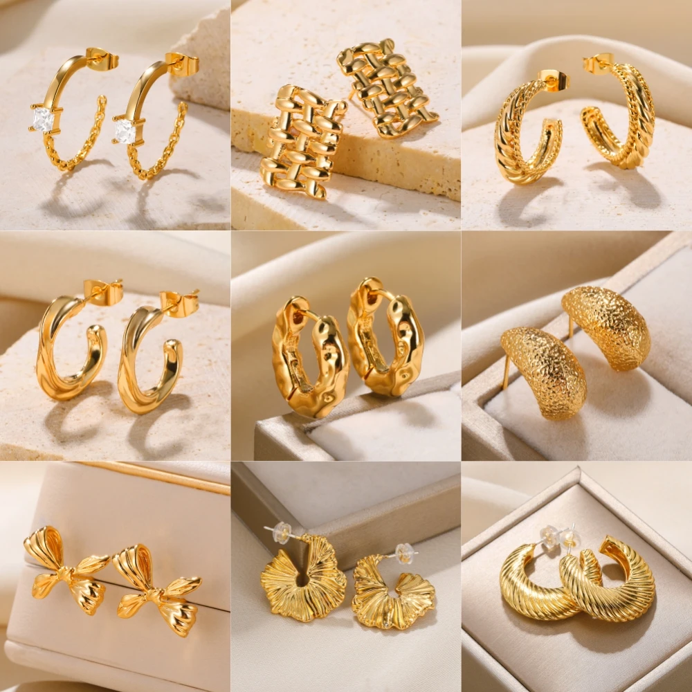 Boucles-d-oreilles-Huggie-Hoop-en-acier-inoxydable-pour-femmes-Chic ...