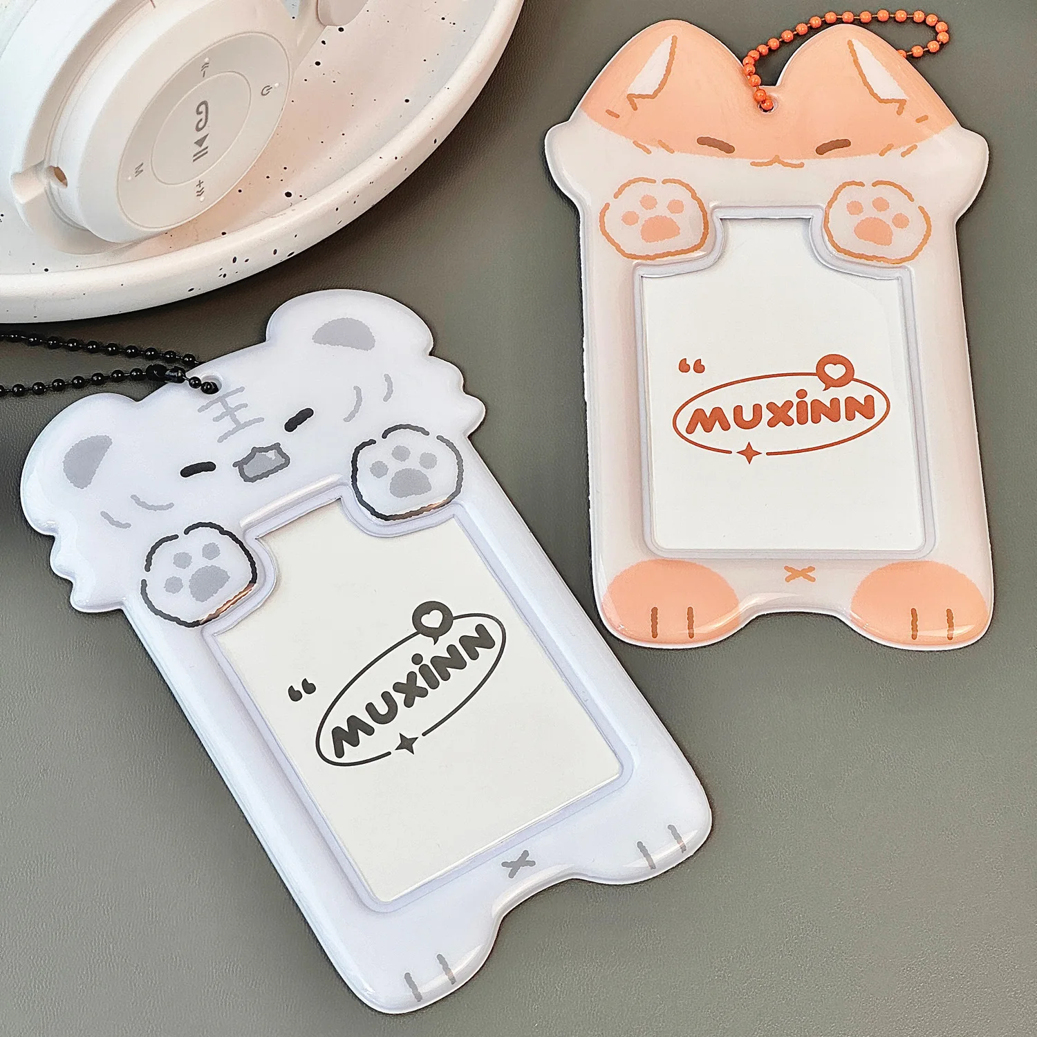 1Pcs Photocard Holder, Cute Cartoon Animal ID Credit Card Holder with Keychain Hard Shell Protective Photo Sleeves 4