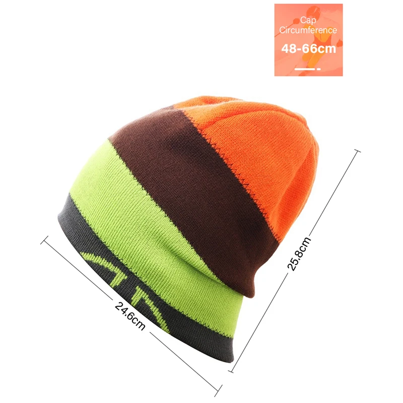 Mosodo Winter Ski Hats Warm Thermal Beanies Color Strips Unisex Caps for Men Women Snowboard Hiking Knit Wool Slouchy Hat