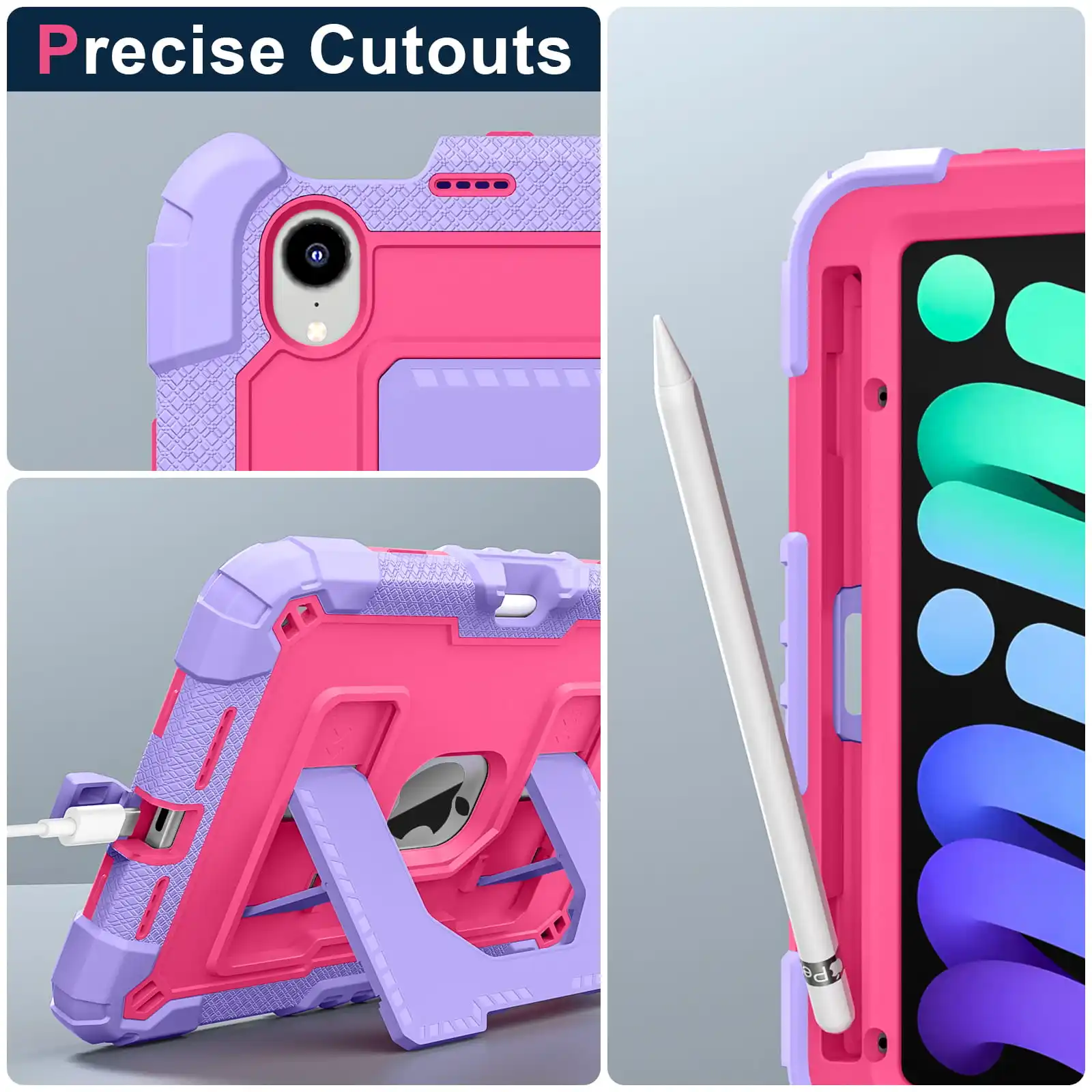 Durable iPad Case with Handle Stand and Pen Tray - Shockproof and Soft Silicone Protective Cover