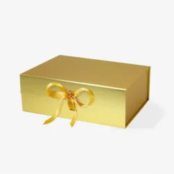 Elegant Black and White Magnetic Closure Luxury Gift Boxes, Deep A4 Size - 33x25.5x11.5cm (Gold with Ribbon)