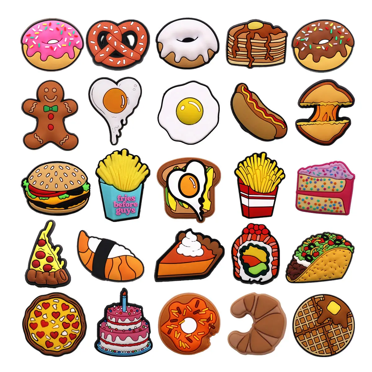 1pcs Original Food Shoe Charms French Fries Hamburg Hot Dog Omelet Bread Shapes Shoe Buckle Decorations Kids Party Gifts