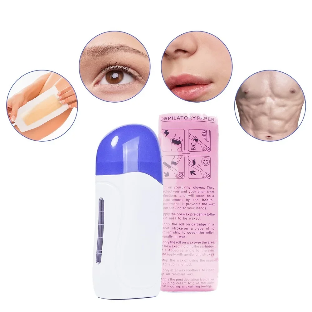 Portable Wax Depilatory Roller Machine Wax Heater Set Hair Removal Cream Waxing Warmer Roll on Wax Heater Roller Epilator 4