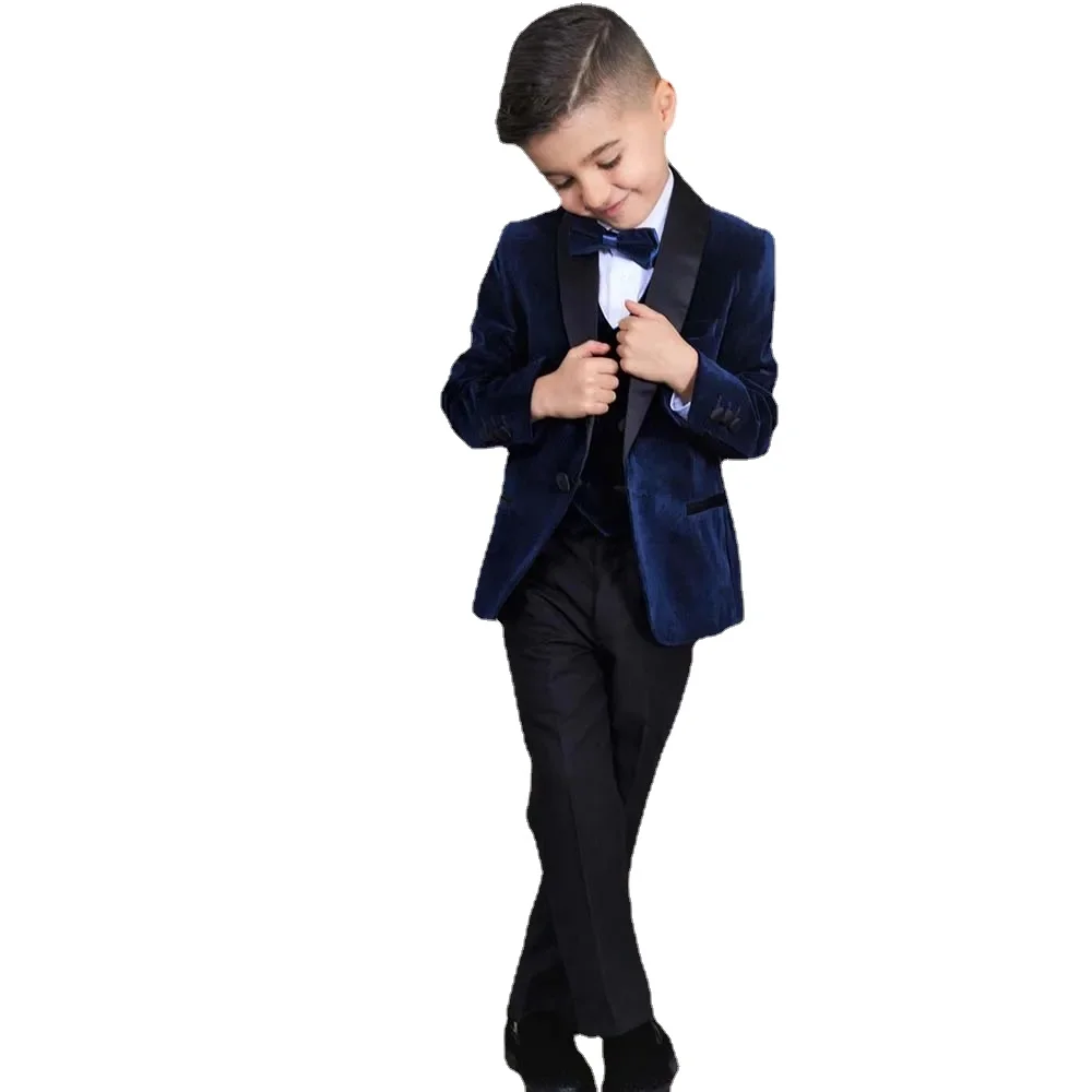 Formal Boys Suits for Weddings Dress Elegant Children School Uniform Velvet Kids Party Costumes Tuxedo Clothes Sets
