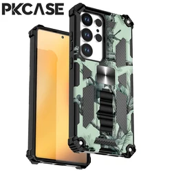 Camo Armor Bracket Phone Case with Enhanced Protection - Galaxy S23+ (Light Green)