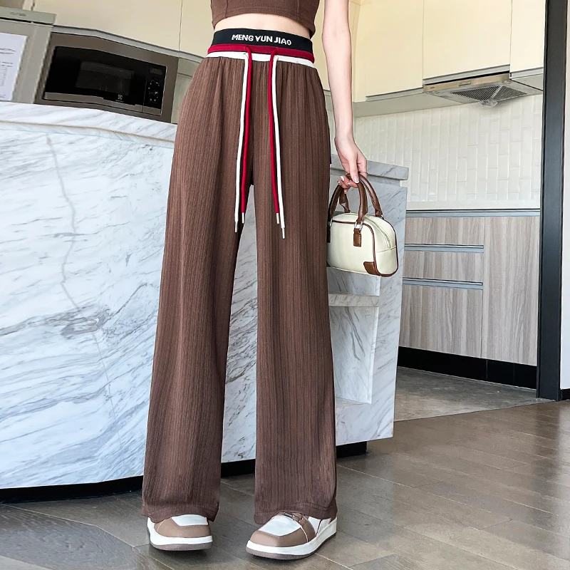 New Women'S Loose And Versatile Trendy Casual Fashion Floor Sweeping Trousers Female Korean Slim High Waist Wide Leg Pants