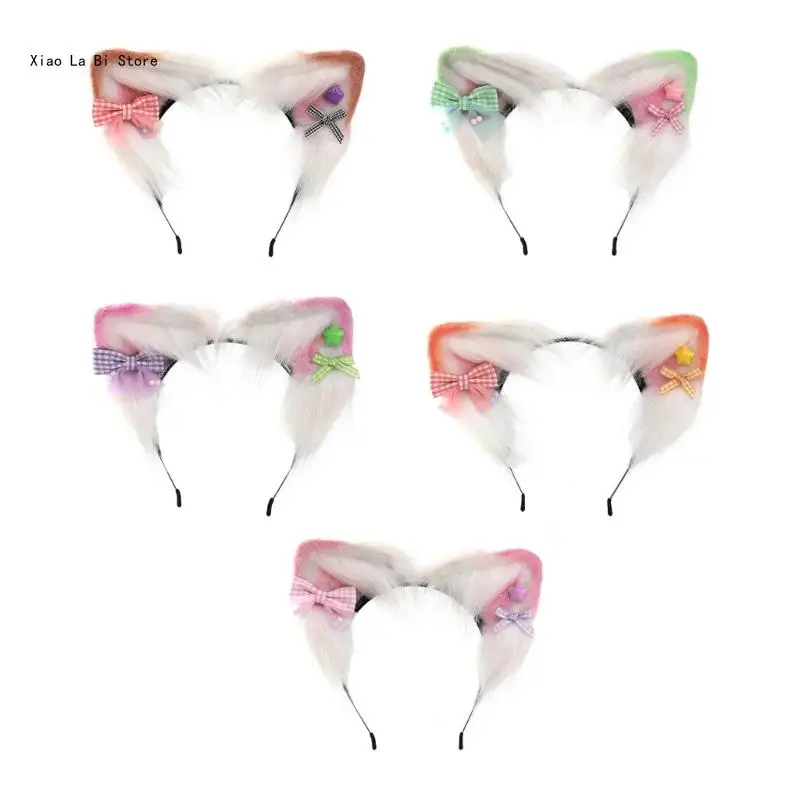 

Adult Cat Ear Shape Headband with Small Bowknot Easter Party Hair Hoop XXFD