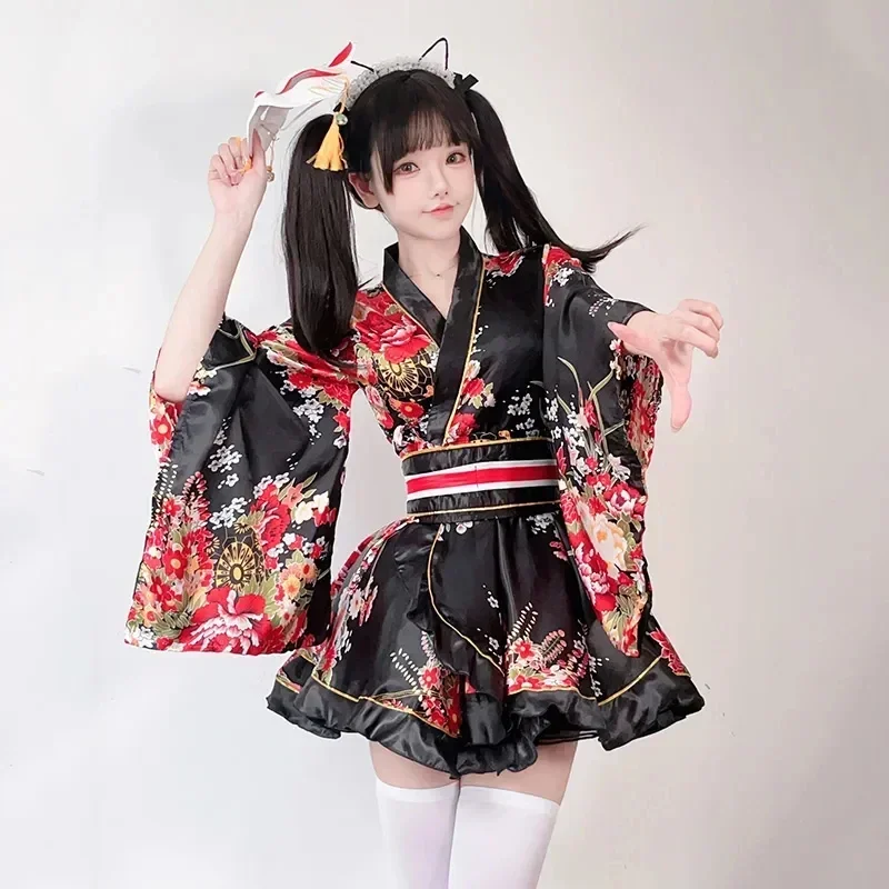 Women Japanese Modified Kimono Dress For Women Bathrobe Summer Cosplay Costume Halloween Costumes Sexy Sweet Geisha Kawaii Girls