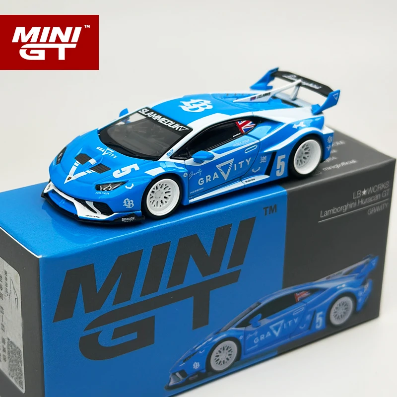 MINIGT 1:64 LBWK ランボルギーニ ウラカン GT GRAVITY ブルーとホワイト合金カーモデル 1055 ...