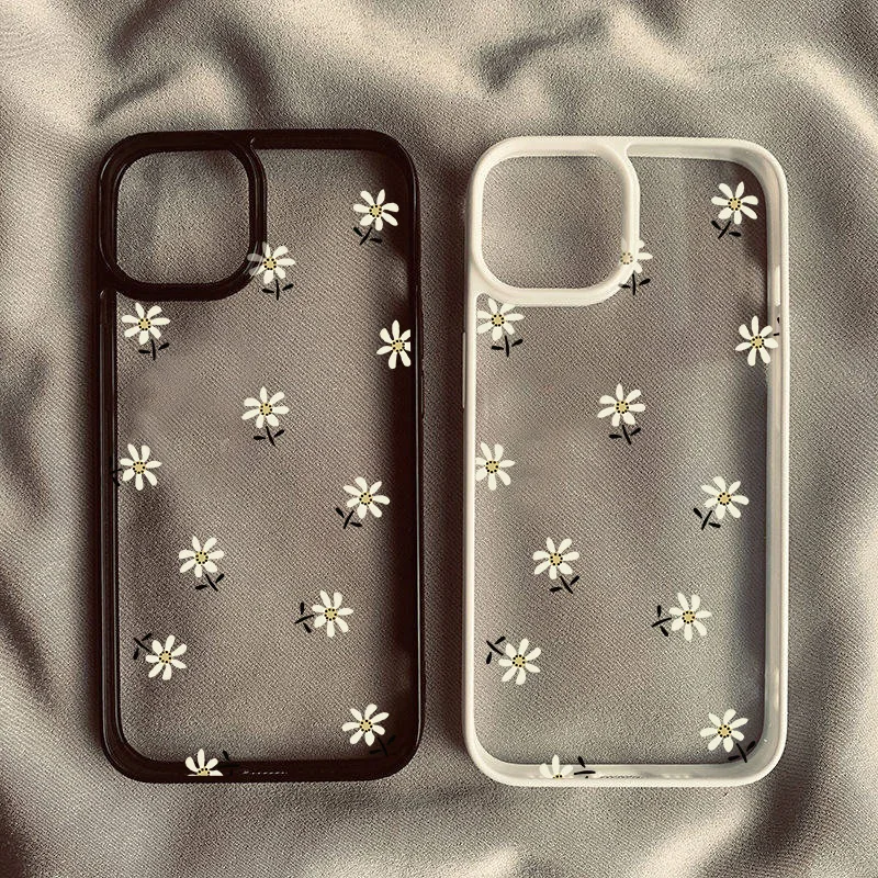 Floral Elegance Clear Hard Phone Case - Trendy Flower Pattern Fashion Accessory