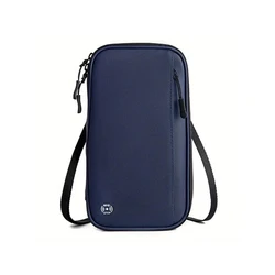 Versatile Travel Passport and Card Organizer Crossbody Bag (Blue Pouch)