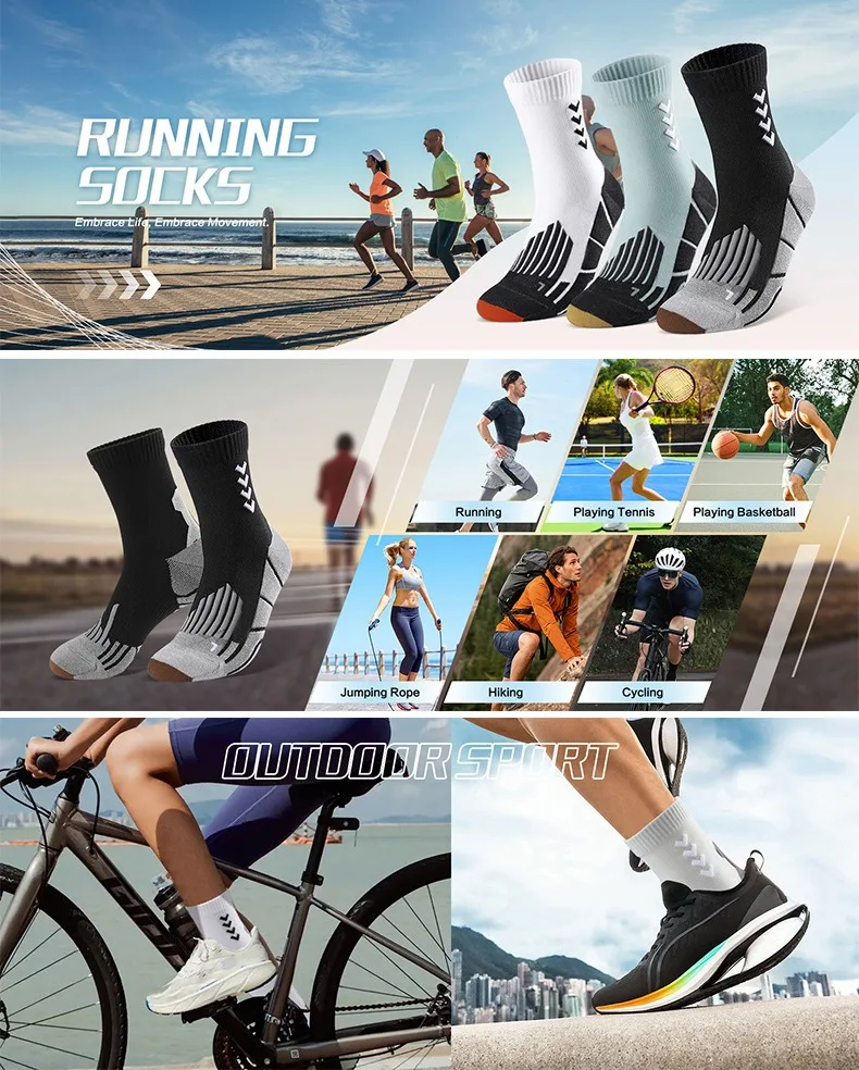 Neue Coole Männer Baumwolle Laufen Sport Socken Männlichen Basketball Tennis Sport Radfahren Reiten Große Größe Mittleren Rohr Socken Für Männer – Detail 1
