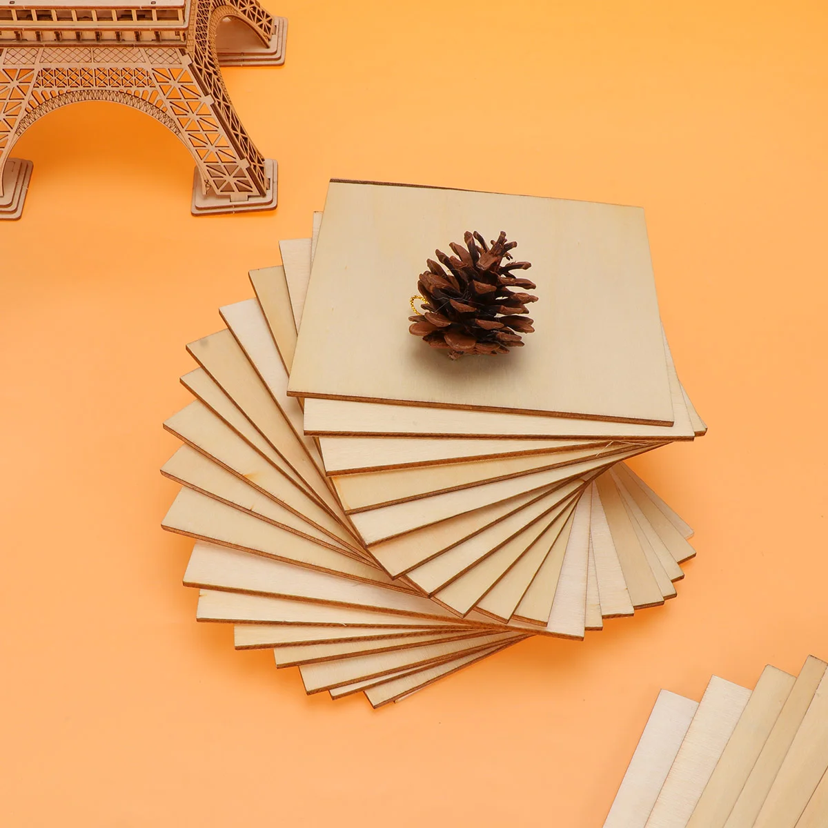 

36Pcs Unfinished Wooden Cutouts Blank Wood Pieces DIY Square Wood Natural Slices DIY Crafts Painting Staining Decoration (