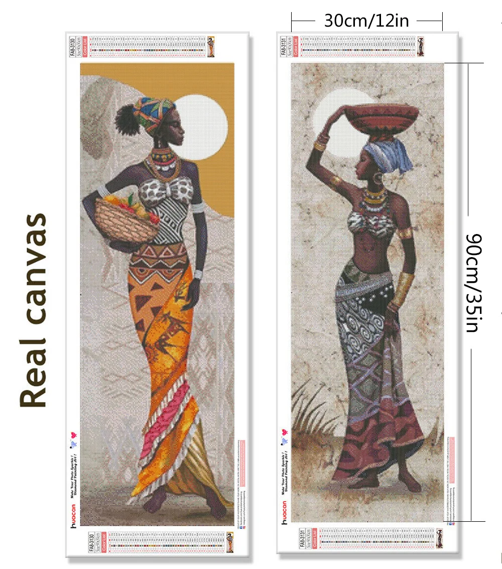 5D DIY Diamond Painting  HUACAN 5D DIY Diamond Painting Kit Portrait Diamond Embroidery Cross Stitch African Woman Rhinestones Mosaic Decor For Home diamond art fox
