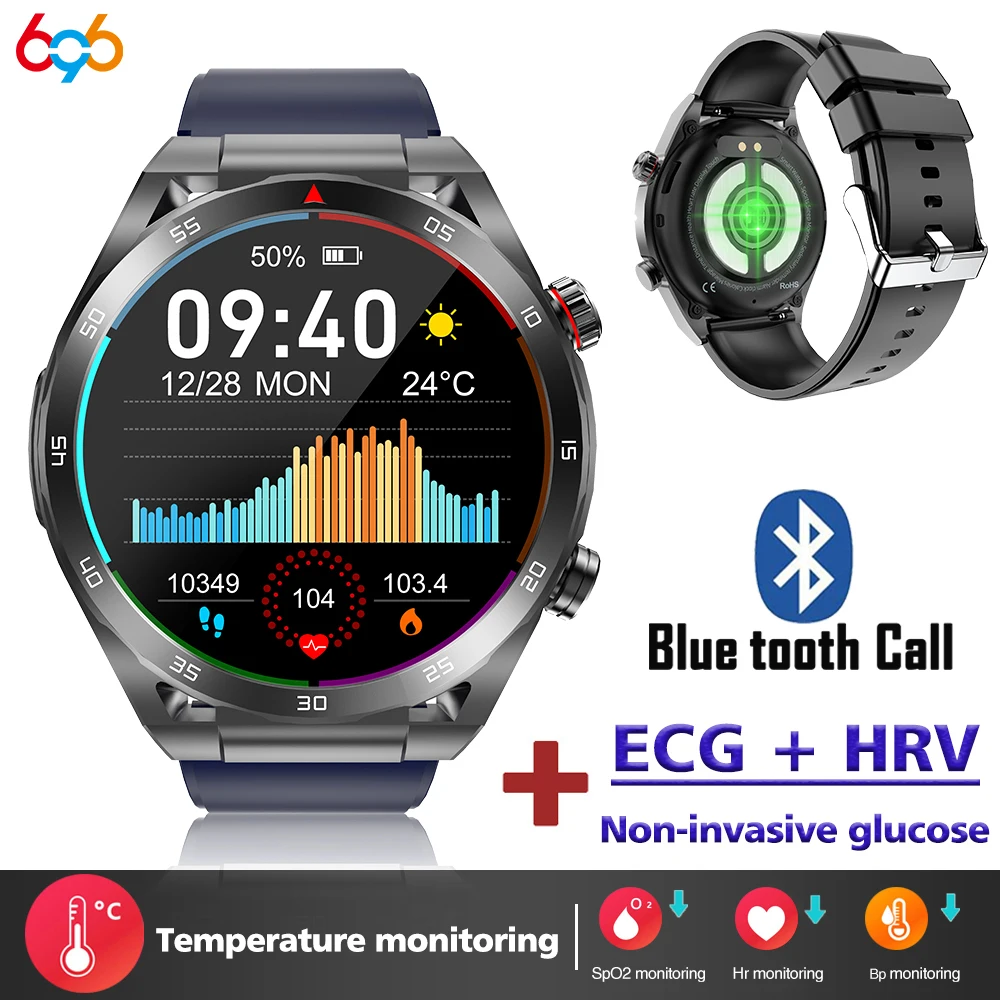 

2023 New ECG HRV Health Smart Watch Blue Tooth Call Blood Sugar Voice Assistant Body Temperature Sport Waterproof Smartwatch