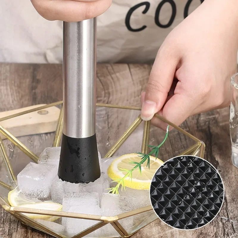 Stainless Steel Crushed Ice Hammer Lemon Cocktail Popsicle Sticks Wine Mixing Stick Cocktail Muddler Shaker with Crushing Hammer