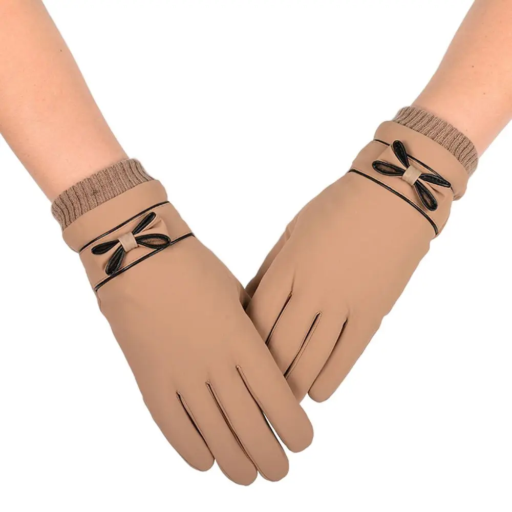 

Нескользящие перчатки для вождения, катания на лыжах, спорта на открытом воздухе, езды на велосипеде, модные аксессуары, перчатки с закрытыми пальцами, перчатки для сенсорного экрана, варежки с бантом