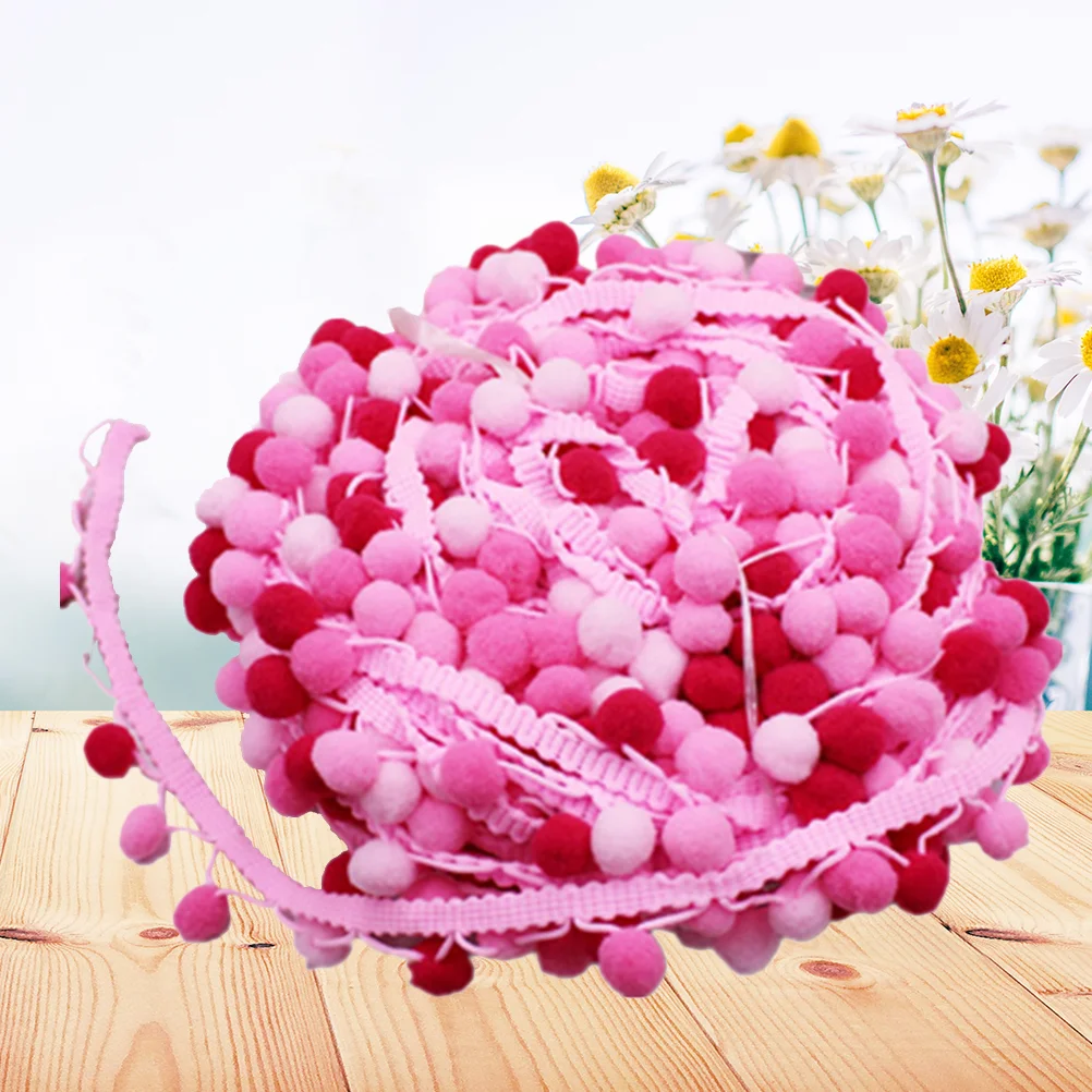 Ciieeo 폼폼스 화이트 리본, 수제 폼폼 프린지 트림, 바느질 액세서리 장식, DIY 공예, 4.5M, 5 색