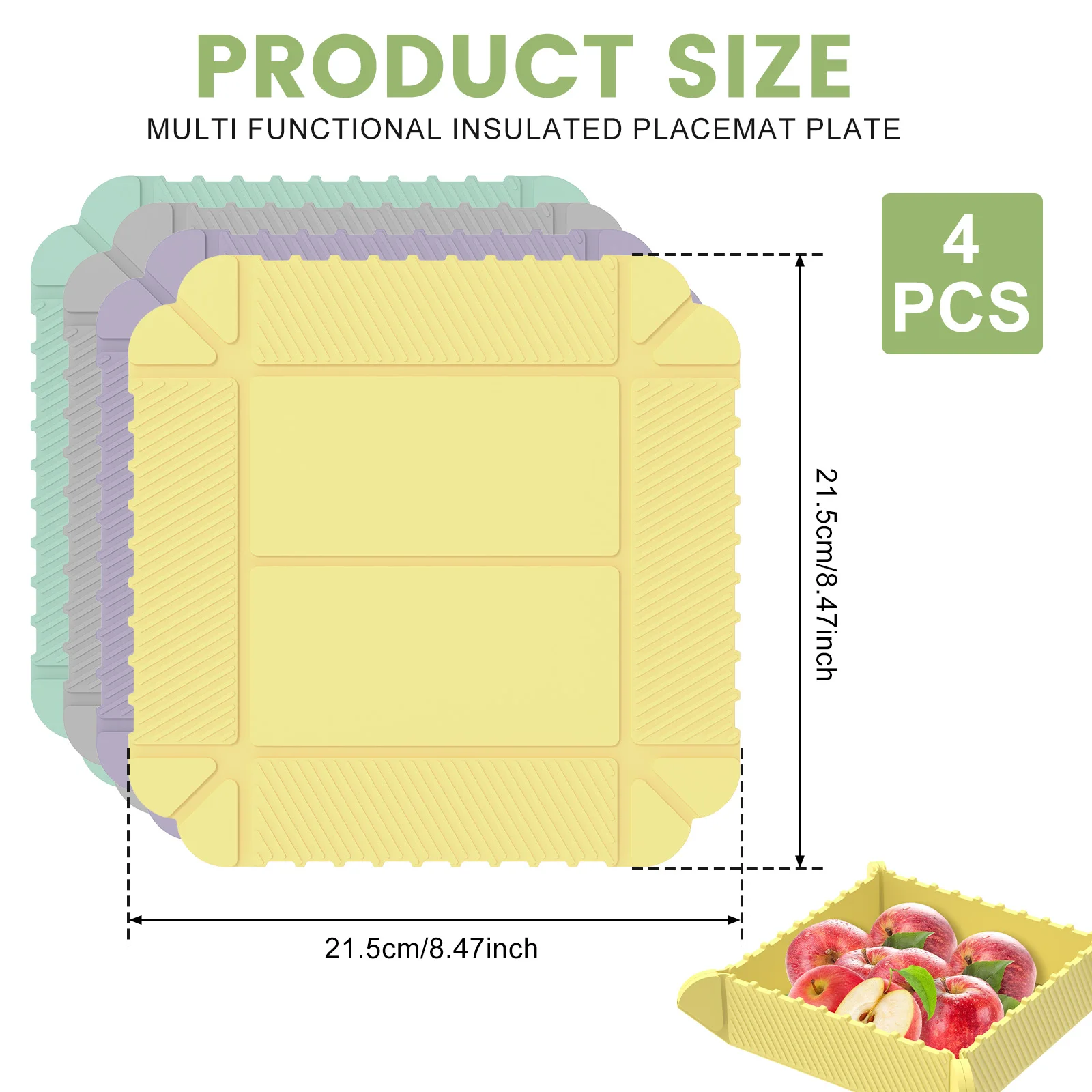 4PCS Silicone Camping Plates Portable Sturdy Dinner Plates Folding Silicone Easy to Clean Camping and Bowls Kit