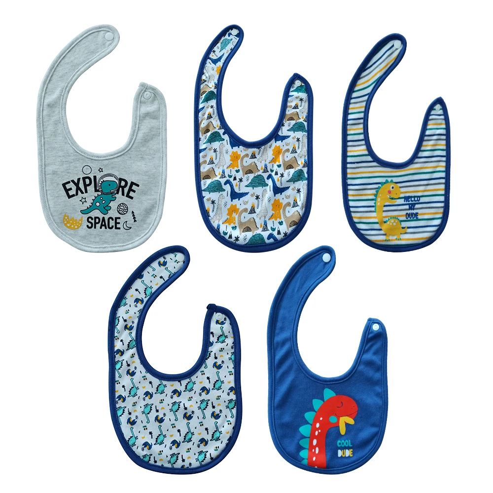 Kiddiezoom 5Pcs/Lot Baby Boy Girl Bibs Triangle Scarf Cotton Infant Bandana Newborn Feeding Saliva Towel 6