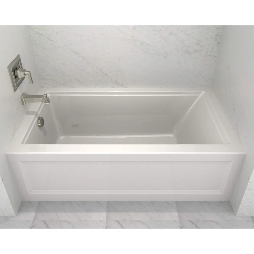 Bathtub-Right Drain, Integral 3-sided 1" Tiling/water Retention Flange for Easy Installation 60"x32" White Bathtubs